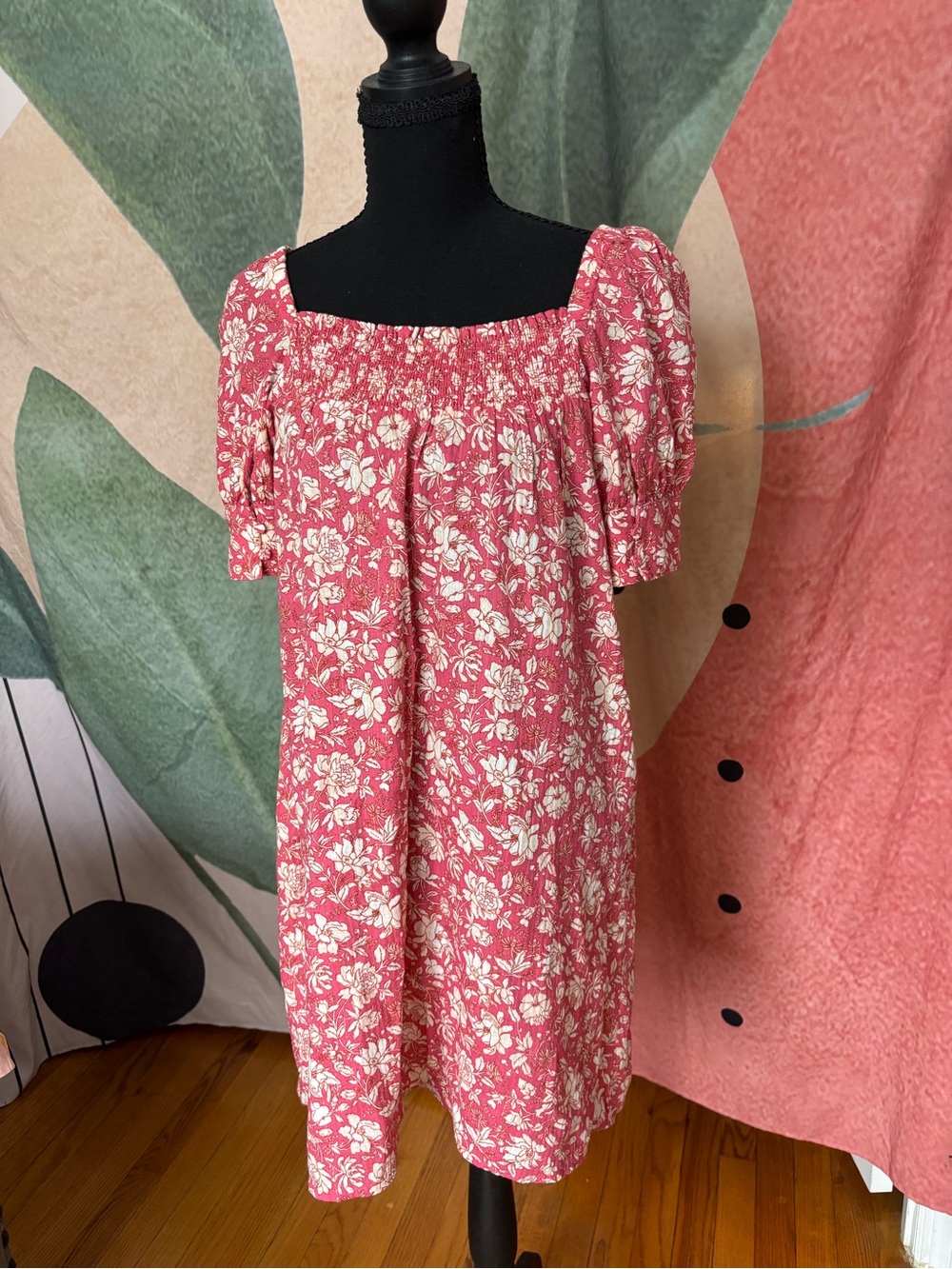J. Crew Pink Floral Midi Dress
